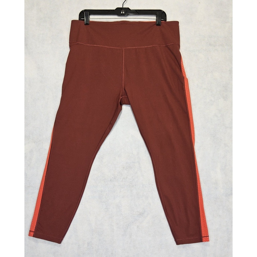 Athleta Leggings Pants Sz‎ XL Ultimate 7/8 Tight Capri Orange Pockets High Rise